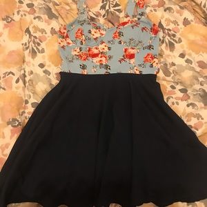 Charlotte Russe Blue Floral Dress Large